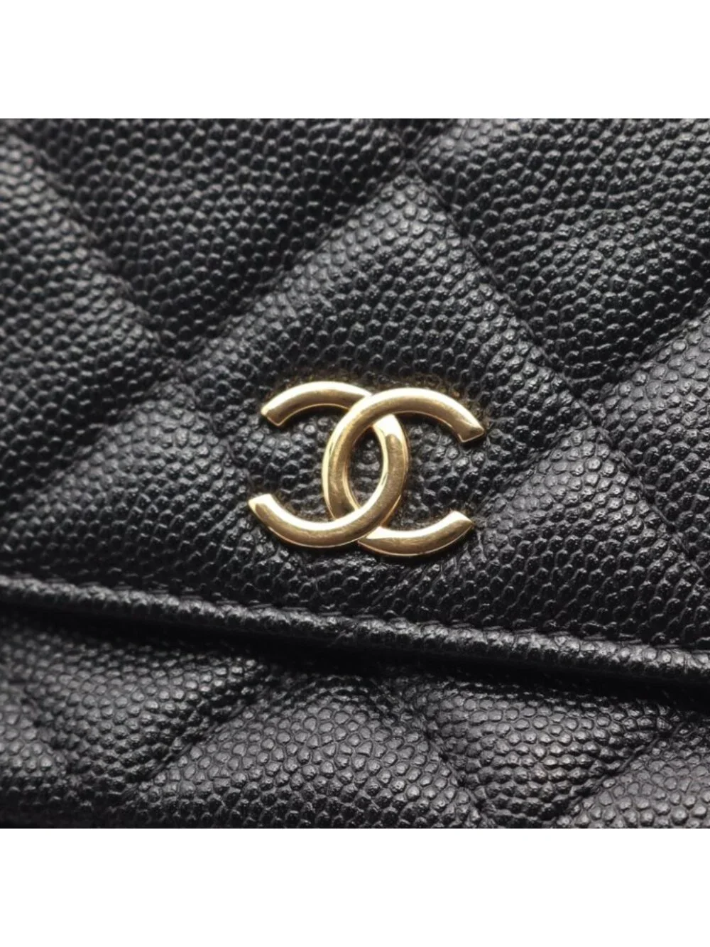 Chanel Shoulder Bag Quilted Black Caviar Leather Small Chain